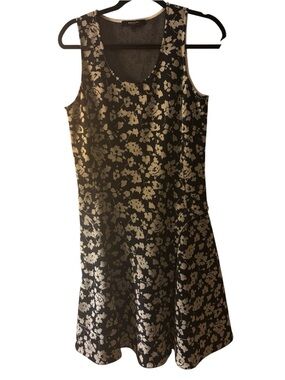 Derek Lam Black Mini Dress with Cream Floral Jacquard